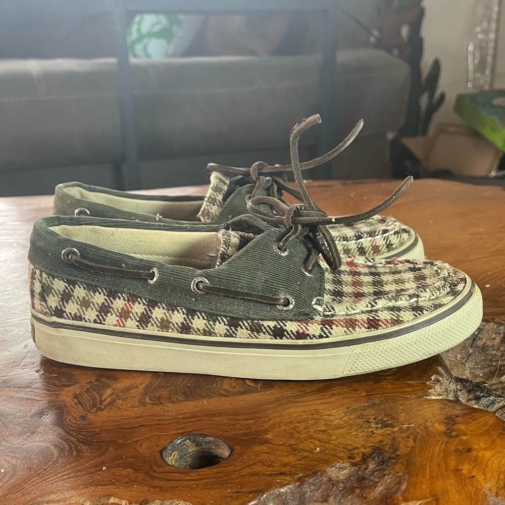 Sperry Top-Sider Gingham Boat Shoes Women’s Size 5.5 Corduroy Slip-On Preppy